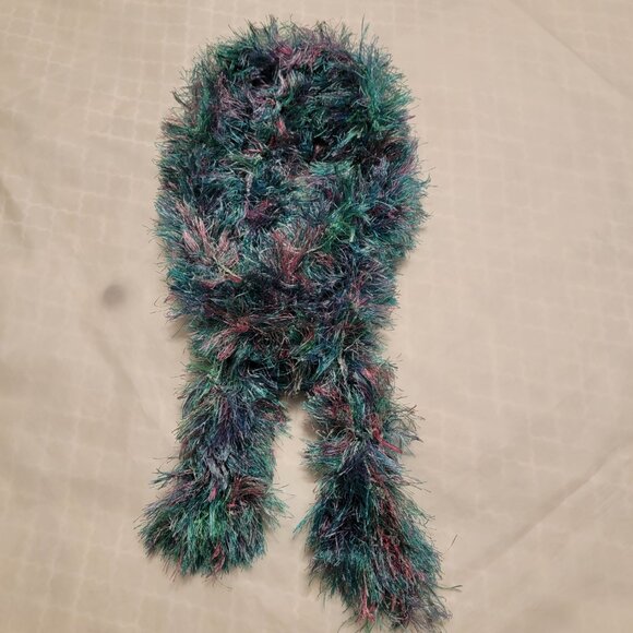Winter Neck Scarf Teal Pink Fluffy Winter Cozy Warm Long OS One Size - Picture 4 of 7